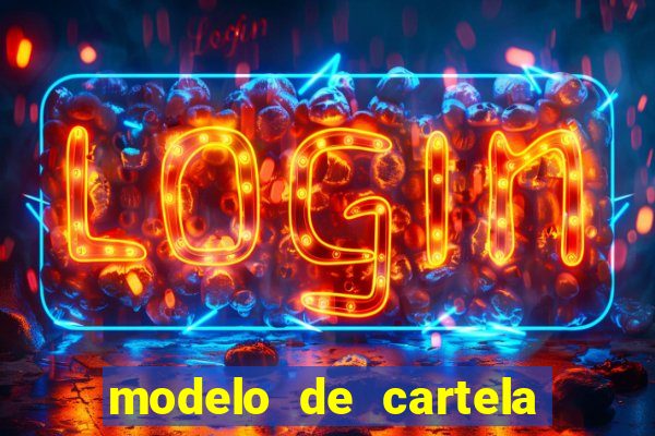 modelo de cartela de bingo em branco